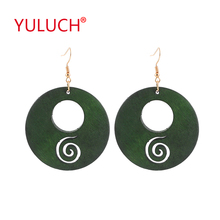 YULUCH New Design Ethnic Vintage Natural Wooden Round Hollow Out Snail-shaped Pendant Earrings Fashion Women Jewelry Gifts 2024 - buy cheap