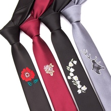 Gravata de flor bordada para homens, gravata de pescoço 5cm, fina para festa de casamento, gravata borboleta para homens 2024 - compre barato