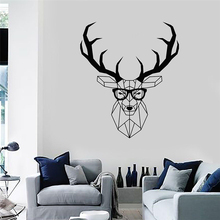 Head deer geometric animal vinyl wall decal home decor living room art mural removable wall sticker Removable B783 2024 - buy cheap