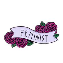 Feminist pin flowers women brooch girl power badge shirts jackets accessories female gift 2024 - buy cheap