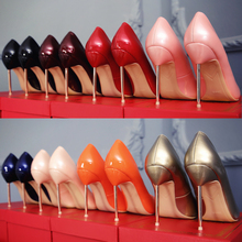 Женские туфли-лодочки, красные вечерние туфли из лакированной кожи на высоком каблуке-шпильке, большие размеры 43, 2019 2024 - купить недорого