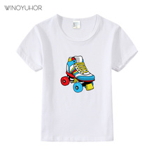 2020 New Summer 2-9 Years Baby Girls T Shirt Roller Skates Print Short Sleeve Cotton Tops Hip Hop Boys Streetwear Clothes 2024 - buy cheap