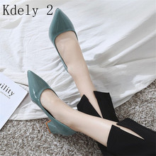 Thick High Heels Shoes Women Pumps Pointed Toe Work Shoes Slip On High Heels Spring Footwear Big Size 40 2024 - buy cheap