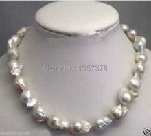 free shipping   Large 15-23mm White Unusual Baroque Pearl Necklace disc Clasp 2024 - buy cheap