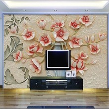 Beibehang Modern home custom 3D mural wallpaper bedroom TV background wallpaper relief flower photo wallpaper papel de parede 2024 - buy cheap