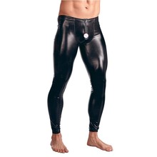 Pantalones ajustados de cuero negro para hombre, mallas elásticas, Sexy, para discoteca 2024 - compra barato