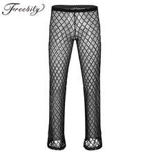 Sexy Mans Transparent Long Pants Breathable Thin Mesh Pajamas Trousers Pajamas Pants Nightwear Underwear Male Sleep Bottoms 2024 - buy cheap