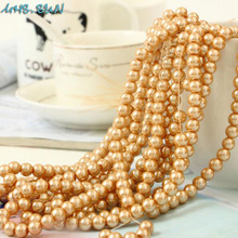MHS.SUN-perlas postizas de champán, Perla de cristal de imitación suelta para fabricación de joyas, espaciador redondo, accesorios de ropa, 3MM-16MM 2024 - compra barato