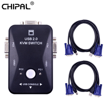 CHIPAL KVM Switcher 2 Port USB 2.0 1920*1440 VGA SVGA Switch Splitter Box + 2 Cables for Keyboard Mouse Monitor Adapter 2024 - buy cheap