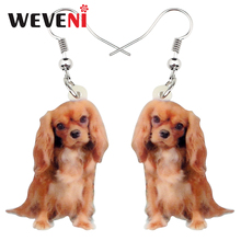 WEVENI Acrylic Sweet Cavalier King Charles Spaniel Dog Earrings Drop Dangle Cute Animal Jewelry Gift For Women Girls Female 2019 2024 - buy cheap
