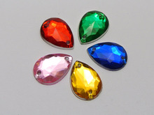 200 Mixed Color Acrylic Teardrop Flatback Sewing Rhinestone Button 10X14mm Sew on beads 2024 - buy cheap