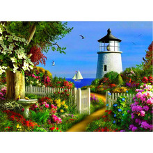 Diamond Embroidery lighthouse 5D DIY Diamond Painting Landscape flower Mosaic Pattern Full Rhinestone Home Decoration gift GH139 2024 - buy cheap