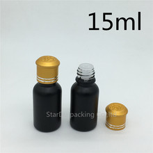 12pçs 15ml garrafa de vidro preto fosco, frascos de 15ml garrafa de óleo essencial com tampa dourada, garrafas de perfume 2024 - compre barato