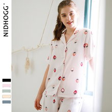 Summer Women Flower Printing Short Sleeved Satin Pajamas Turn-down Collar Sexy Sleepwear Loungewear Homewear 2-piece Pijama Set 2024 - buy cheap