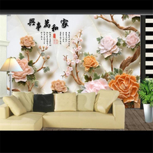 wellyu papel de parede Custom wallpaper Peony Home and Everything Jade Carving TV Background Wall Picture papier peint behang 2024 - buy cheap