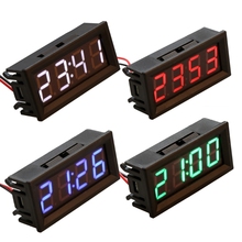 New Digital Voltmeter 0.56" Digital Electronic Clock Temperature Voltage Meter LED 12V 24V 36v 48v Car 2024 - buy cheap