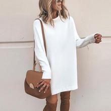 LOGAMI Half Turtleneck Long Sleeve Solid Sweater Dress Women Casual Long Pullover Fashion New 2024 - buy cheap