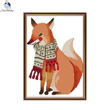 Joy Sunday A fox surrounded by a scarf Cross Stitch Kits DMC Counted 11CT Printed Fabric 14CT Canvas Handwork Embroidery 2024 - buy cheap