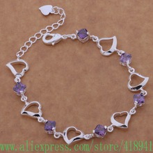 Silver Plated bracelet, Silver Plated fashion jewelry Heart with purple stone /eamamrta bboajsva AH115 2024 - buy cheap