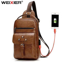 High Quality Crossbody Bag Men pu Leather Chest Bags USE Charge Bag Man Purses Sac Brand Designer 2024 - buy cheap