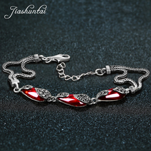 JIASHUNTAI-Pulseras de 100% Plata de Ley 925 para mujer, joyería de plata tailandesa Vintage, Gema de granate roja 2024 - compra barato