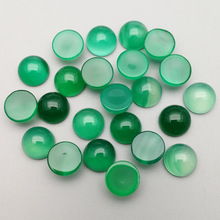 Fashion Natural green agates Stone beads charms 10MM round cabochon Ring Necklace Earring 24Pcs/lot Jewelry accessories no hole 2024 - buy cheap