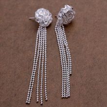 Wholesale High Quality Jewelry  silver plated Fashion Rose Beads Earrings for Women best gift SMTE048 2024 - buy cheap