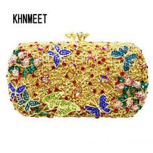 Butterffly designer fashion clutch bags ladies party purse gold alloy inlay colorful luxury crystal women evening bags SC158 2024 - buy cheap