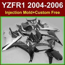 Kits de injeção pintura personalizada carenagens para yamaha r1 2004 2005 2006 yzf r1 04 05 06 yzf1000 preto prata carenagem da motocicleta peças 2024 - compre barato