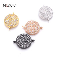 Neovivi-Cuentas redondas para fabricación de joyas, abalorios de cobre de Zirconia cúbica blanca, conectores, collar, accesorios hechos a mano 2024 - compra barato