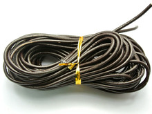 Cordón de joyería de cuero Real, 32,8 pies, marrón, redondo, 3mm 2024 - compra barato