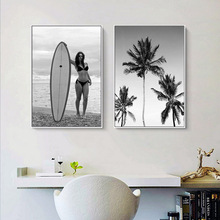 Cuadro de tabla de surf para niñas, tablero sobre lienzo para pared, palmera, dicos 2024 - compra barato