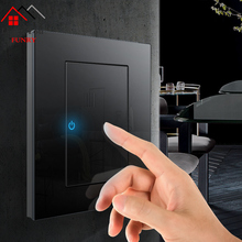 1 2 3 4 Gang 1 2 Way Household Type 86 Wall Switch Socket With Led Tempered Glass Mirror Reset AC 110-250V 2024 - buy cheap