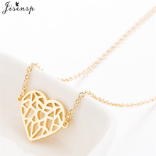 Jisensp Wedding Jewelry New Fashion Origami Peach Heart Charm Necklace Lovely Heart Necklaces & Pendant for Women Girls Gift 2024 - buy cheap