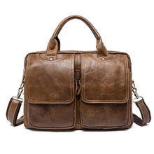 Новый мужской портфель, мужские сумки из натуральной бычьей кожи, мужская деловая сумка для ноутбука 14 дюймов, мужской портфель, кожаные сумки 2024 - купить недорого