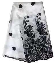 Indian Nigerian Ankara George Lace Fabric 2018 High Quality Sequined African Lace For Woman Or Man Wedding Party Dress White 2024 - buy cheap