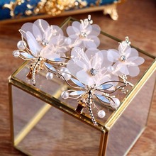 Fashion Gold Metal Yarn Flower Dragonfly Hair Pins Korean Barrettes Bride Bridesmaids Hair Clips Wedding Hair Accessories BH 2024 - buy cheap