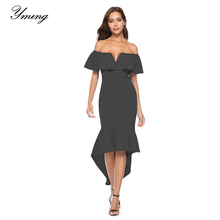 Yming-vestido maxi de verão feminino, modelo vintage casual de ombros, com babado, para praia, festa à noite e bodycon 2024 - compre barato