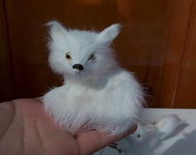 mini cute simulation Curled up fox toy resin&fur white fox doll gift about 7x8cm 1249 2024 - buy cheap