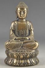 Amuleto de cobre coleccionable exquisito chino Bless, estatua de Buda Sakyamuni 2024 - compra barato