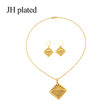 JHplated-conjunto de joyas africanas de Dubái para mujer, joyería de color dorado, regalos para fiesta, collar de boda, pendientes, 45cm de longitud 2024 - compra barato