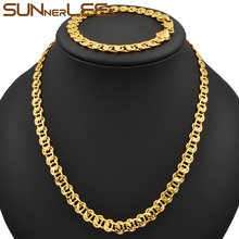 SUNNERLEES Fashion Jewelry White Rose Gold Color Necklace Bracelet Set 8mm Snail Style Link Chain For Mens Womens Gift C01 S 2024 - buy cheap