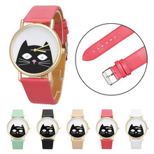 2019 latest tricks cat pattern Women Men Watch Leather Band Analog Quartz Dial Wrist Watch 2024 - buy cheap