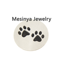 10pcs New arrive large dog paw plate for 30mm stainless steel floating charm memory living glass locket  Xmas gift keepsake 2024 - buy cheap