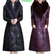 Fashion Winter Long Women's Leather Jackets Casual Imitation Faux Fur Coat Female Outerwear Plus size PU Leather Jacket 4XL A790 2024 - buy cheap
