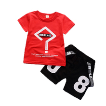 New Summer Toddler Boys Clothing Sets Kids BabyBoys Geometry Tops T-shirt+Digital Shorts 2 Pcs Boys Sports Suit 2024 - buy cheap