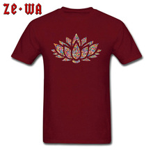 Autumn New T Shirt Men Red Tshirt Rainbow Flower T-shirt Buddhism Lotus Print Clothes Family Gift Tops Tees Drop Shipping 2024 - buy cheap