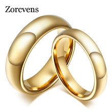 ZORCVENS Fashion 100% pure tungsten rings 4MM/6MM wide Gold-Color wedding rings for women and men jewelry 2024 - buy cheap