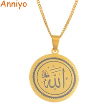 Anniyo Arabic Allah Pendant Necklaces for Women Men Islam Muslim Worship Jewelry Stainless Steel #074821 2024 - buy cheap