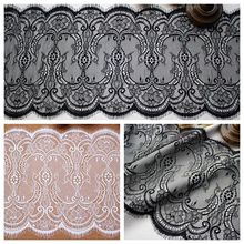 3yards 28cm Black/White Voile Lace Trim Embroidered Ribbon Eyelash Fabric DIY Gift Wrapping Wedding Clothing Sewing Accessories 2024 - buy cheap